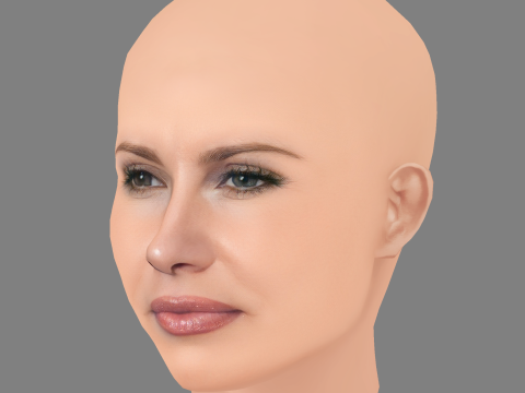 Jennifer Coolidge Head - Sem cabelo - Cabeça baixa poli para jogo Modelo 3D