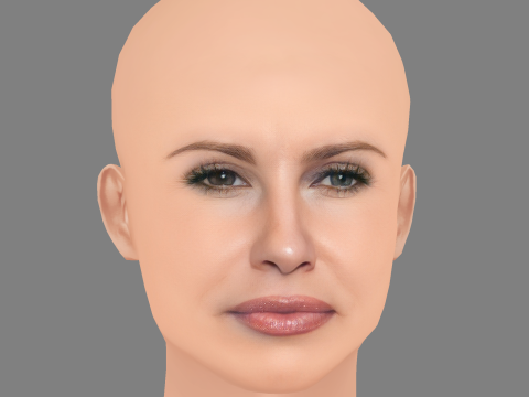 Jennifer Coolidge Head - Sem cabelo - Cabeça baixa poli para jogo Modelo 3D
