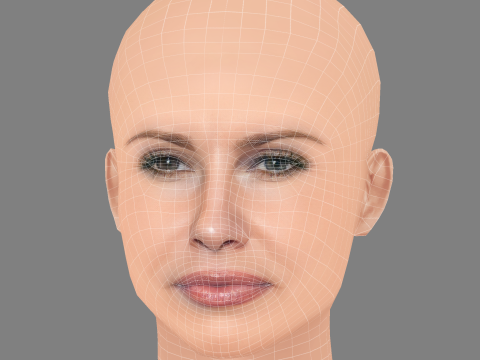 Jennifer Coolidge Head - Sem cabelo - Cabeça baixa poli para jogo Modelo 3D