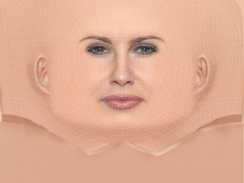 Jennifer Coolidge Head - Sem cabelo - Cabeça baixa poli para jogo Modelo 3D