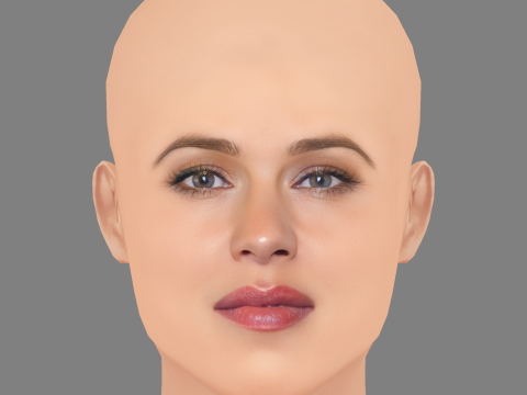 Jennifer Garner Head - No Hair - Low poly head for game 3D Model