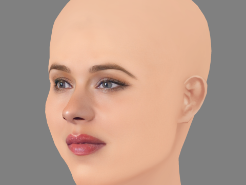 Jennifer Garner Head - No Hair - Low poly head for game 3D Model