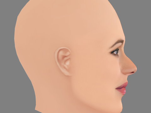 Jennifer Garner Head - No Hair - Low poly head for game 3D Model