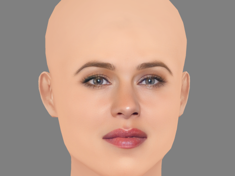 Jennifer Garner Head - No Hair - Low poly head for game 3D Model