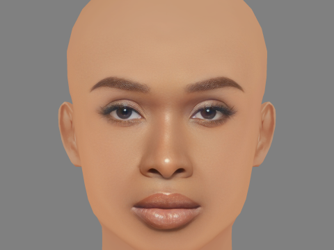 Голова Дженніфер Хадсон - без волосся - низькополігональна голова для гри 3D Модель