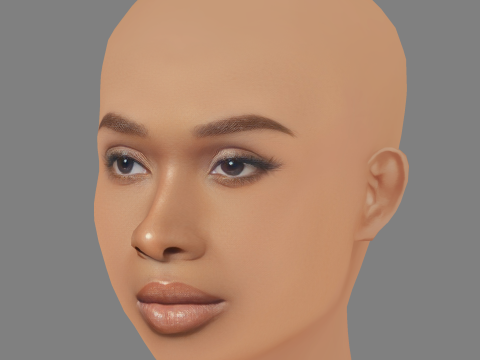 Голова Дженніфер Хадсон - без волосся - низькополігональна голова для гри 3D Модель
