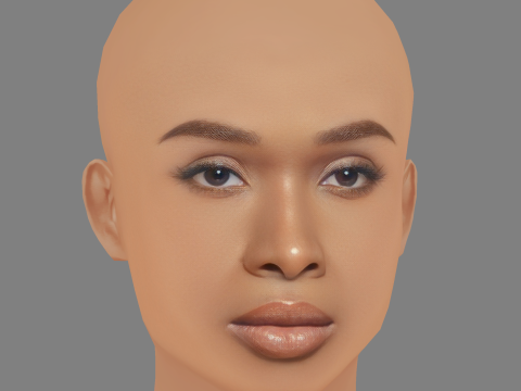 Голова Дженніфер Хадсон - без волосся - низькополігональна голова для гри 3D Модель