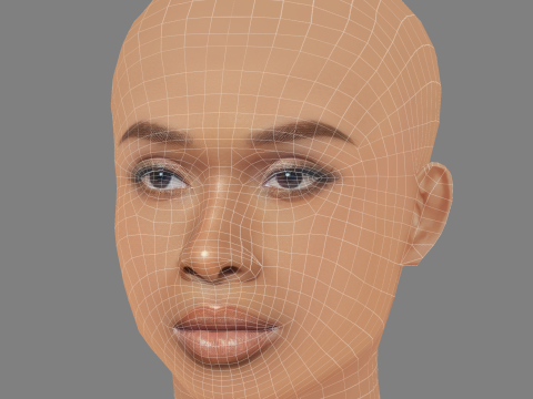 Голова Дженніфер Хадсон - без волосся - низькополігональна голова для гри 3D Модель