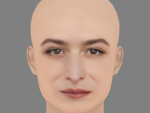 Jenny Slate Head - Sem cabelo - Cabeça baixa poli para jogo Modelo 3D