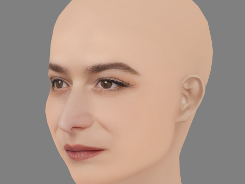 Jenny Slate Head - Sem cabelo - Cabeça baixa poli para jogo Modelo 3D
