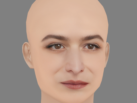 Jenny Slate Head - Sem cabelo - Cabeça baixa poli para jogo Modelo 3D