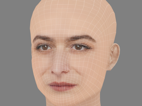 Jenny Slate Head - Sem cabelo - Cabeça baixa poli para jogo Modelo 3D