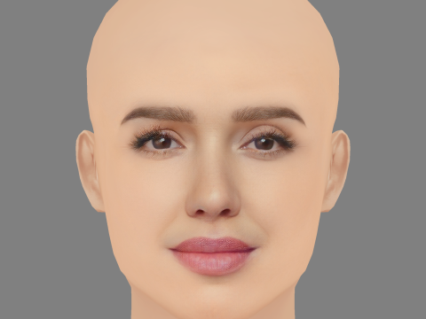 Jessica Alba Kafa - Saçsız - Oyun için düşük poli kafa 3D Model