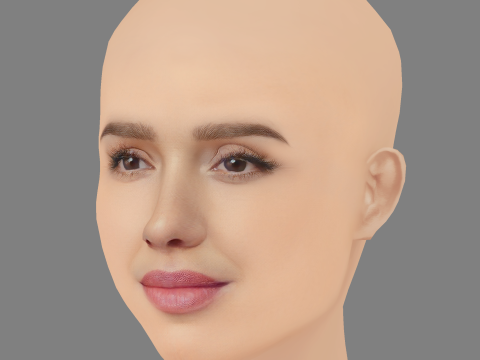 Jessica Alba Kafa - Saçsız - Oyun için düşük poli kafa 3D Model