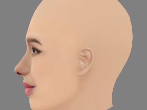 Jessica Alba Kafa - Saçsız - Oyun için düşük poli kafa 3D Model