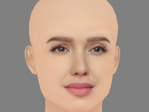 Jessica Alba Kafa - Saçsız - Oyun için düşük poli kafa 3D Model