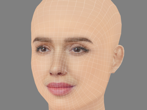 Jessica Alba Kafa - Saçsız - Oyun için düşük poli kafa 3D Model