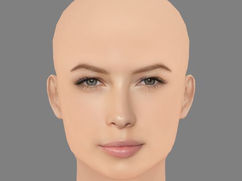 Голова Джесіки Біл - без волосся - низькополігональна голова для гри 3D Модель
