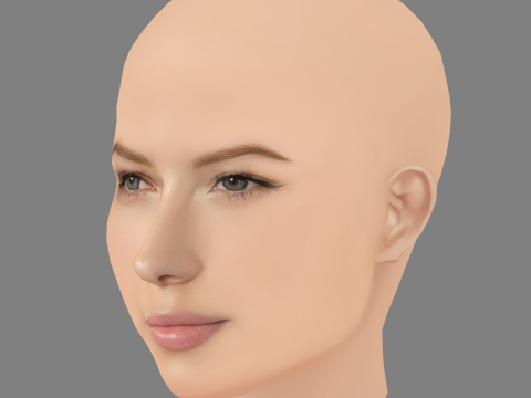 Голова Джесіки Біл - без волосся - низькополігональна голова для гри 3D Модель