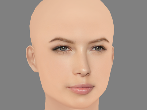 Голова Джесіки Біл - без волосся - низькополігональна голова для гри 3D Модель