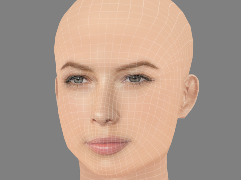 Голова Джесіки Біл - без волосся - низькополігональна голова для гри 3D Модель