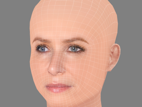 Jessica Capshaw Head - No Hair - Low poly head for game 3D Model