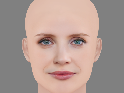 Jessica Chastain Head - No Hair - Laag poly hoofd voor wild 3D Model
