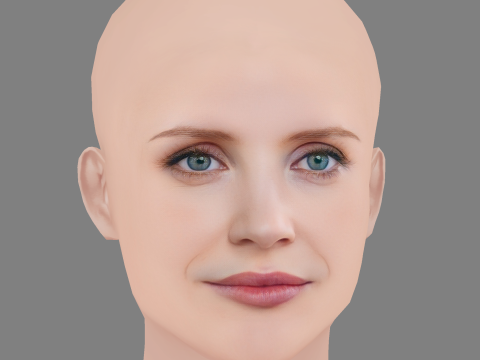 Jessica Chastain Head - No Hair - Laag poly hoofd voor wild 3D Model