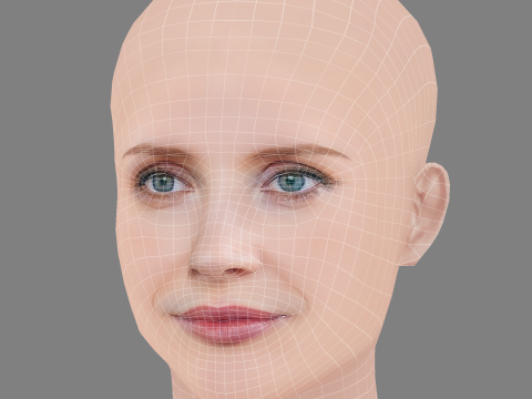 Jessica Chastain Head - No Hair - Laag poly hoofd voor wild 3D Model