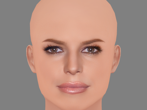 Jessica Simpson Head - No Hair - Low poly head for game 3D Model
