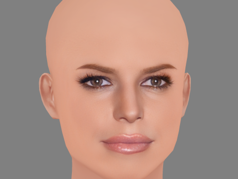 Jessica Simpson Head - No Hair - Low poly head for game 3D Model