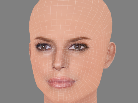 Jessica Simpson Head - No Hair - Low poly head for game 3D Model