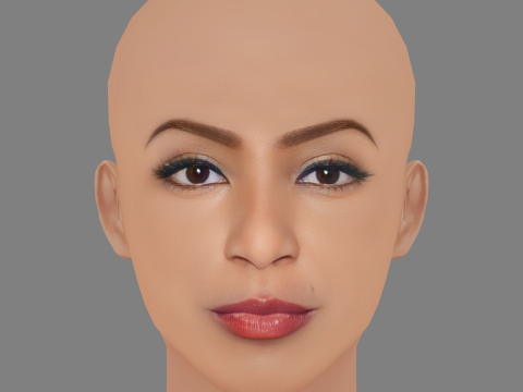 Jessica Williams Head - No Hair - Low poly head for game 3D Model