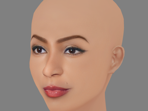 Jessica Williams Head - No Hair - Low poly head for game 3D Model