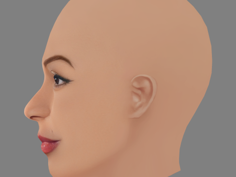 Jessica Williams Head - No Hair - Low poly head for game 3D Model
