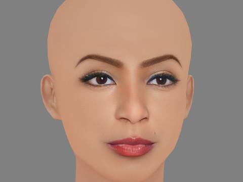 Jessica Williams Head - No Hair - Low poly head for game 3D Model