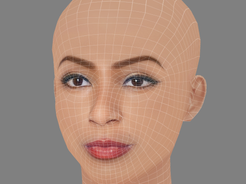 Jessica Williams Head - No Hair - Low poly head for game 3D Model
