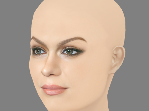 Jessie J Head - No Hair - Low poly head for game 3D Model