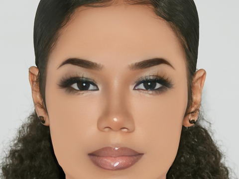 Testa Jhene Aiko - Senza capelli - Testa in polietilene bassa per il gioco Modello 3D