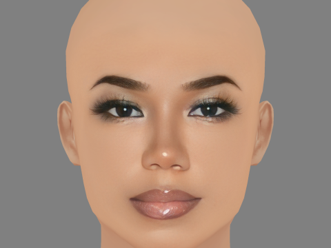 Testa Jhene Aiko - Senza capelli - Testa in polietilene bassa per il gioco Modello 3D