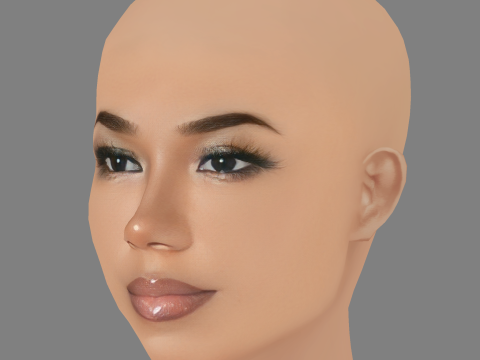 Testa Jhene Aiko - Senza capelli - Testa in polietilene bassa per il gioco Modello 3D