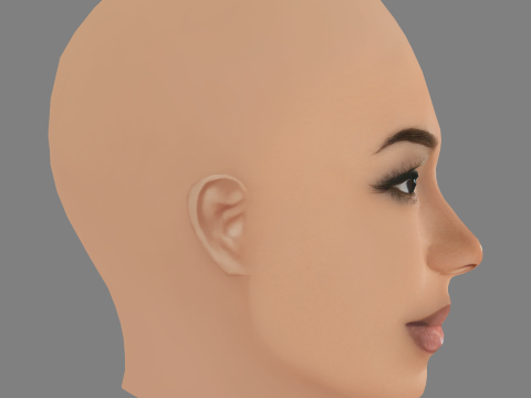 Testa Jhene Aiko - Senza capelli - Testa in polietilene bassa per il gioco Modello 3D