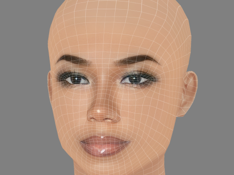 Testa Jhene Aiko - Senza capelli - Testa in polietilene bassa per il gioco Modello 3D