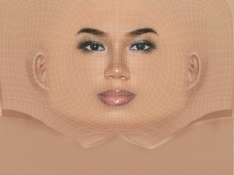 Testa Jhene Aiko - Senza capelli - Testa in polietilene bassa per il gioco Modello 3D