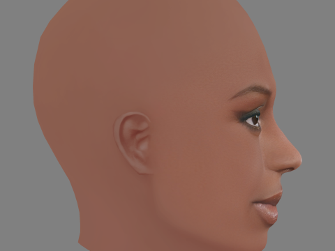 Jodie Turner Smith Head - No Hair - Tête low poly pour le jeu Modèle 3D