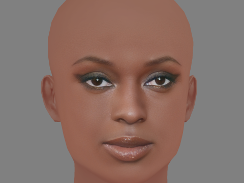 Jodie Turner Smith Head - No Hair - Tête low poly pour le jeu Modèle 3D