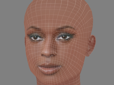 Jodie Turner Smith Head - No Hair - Tête low poly pour le jeu Modèle 3D