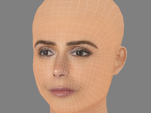 Jordana Brewster Head - No Hair - Low poly head for game 3D Model