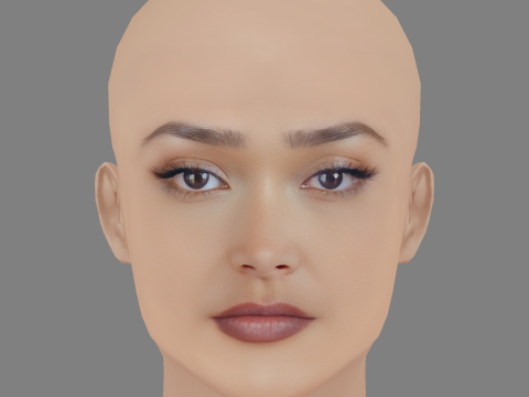 Joy Crookes ヘッド - 髪なし - ゲーム用の低ポリヘッド 3Dモデル