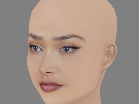 Joy Crookes ヘッド - 髪なし - ゲーム用の低ポリヘッド 3Dモデル